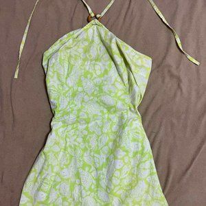 VINTAGE LILLY PULITZER halter strappy dress light green and white
